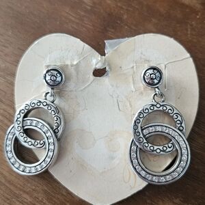 Brighton Silver-Tone Interlocking Circle Drop Earrings - Silver